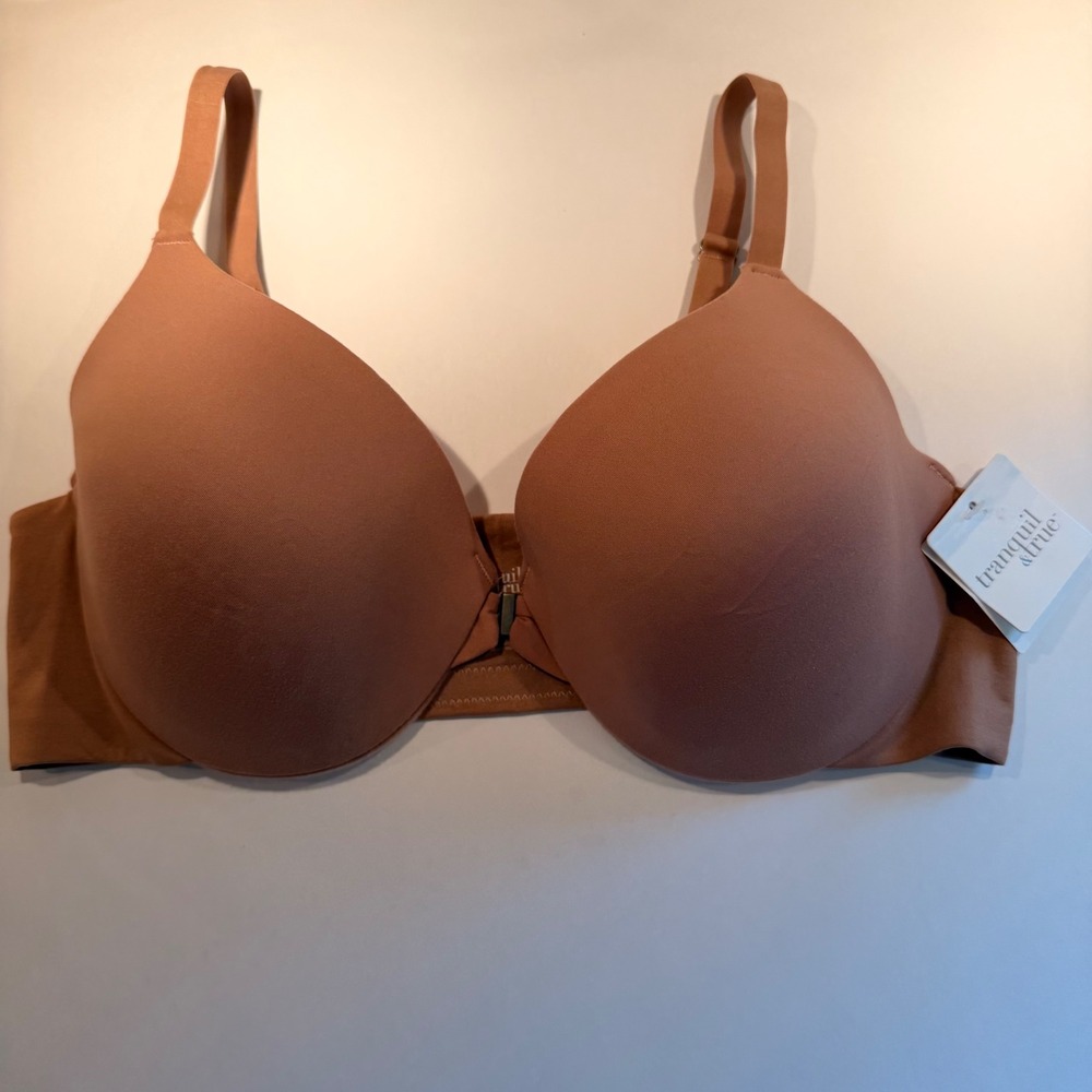 Front Close Underwire T-Shirt Bra 42D NEW Tan Nude Molded Cups Adjustable Straps - Picture 11 of 11